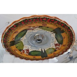 Hanging lamp with Ceramic plate, Tuscan Landscape