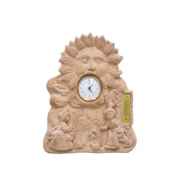 Clock in terracotta with thermometer