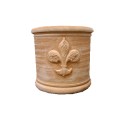 Zylindrische Vase mit reliefierter Lilie