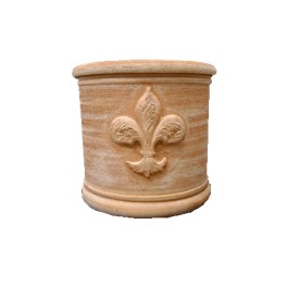 Zylindrische Vase mit reliefierter Lilie